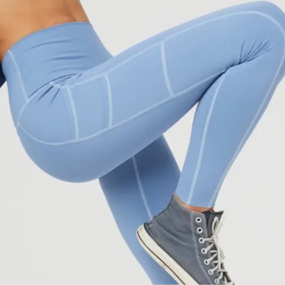 AERIE Offline Goals High Waisted Double Pocket Coast Blue Leggings- Size‎ XSmall - Picture 1 of 4
